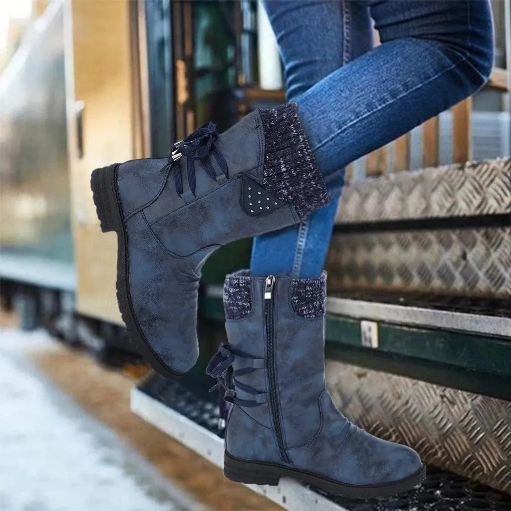 Ankle Boots for Women Women's Fashion Chunky Low Heels Lace Up Ankle Boots Snow Boots Winter Warm Booties Combat Shoes