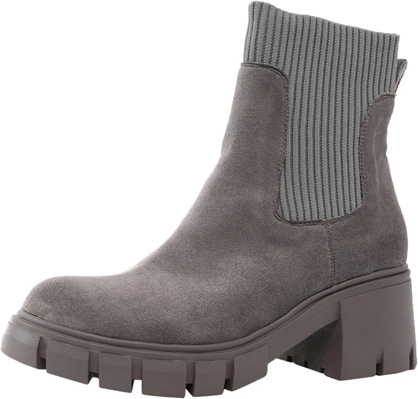 Ankle Boots for Women, Women's Fashion Platform Elastic Chelsea Boots Lug Sole Non-Slip Chunky Block Heel Combat Shoes