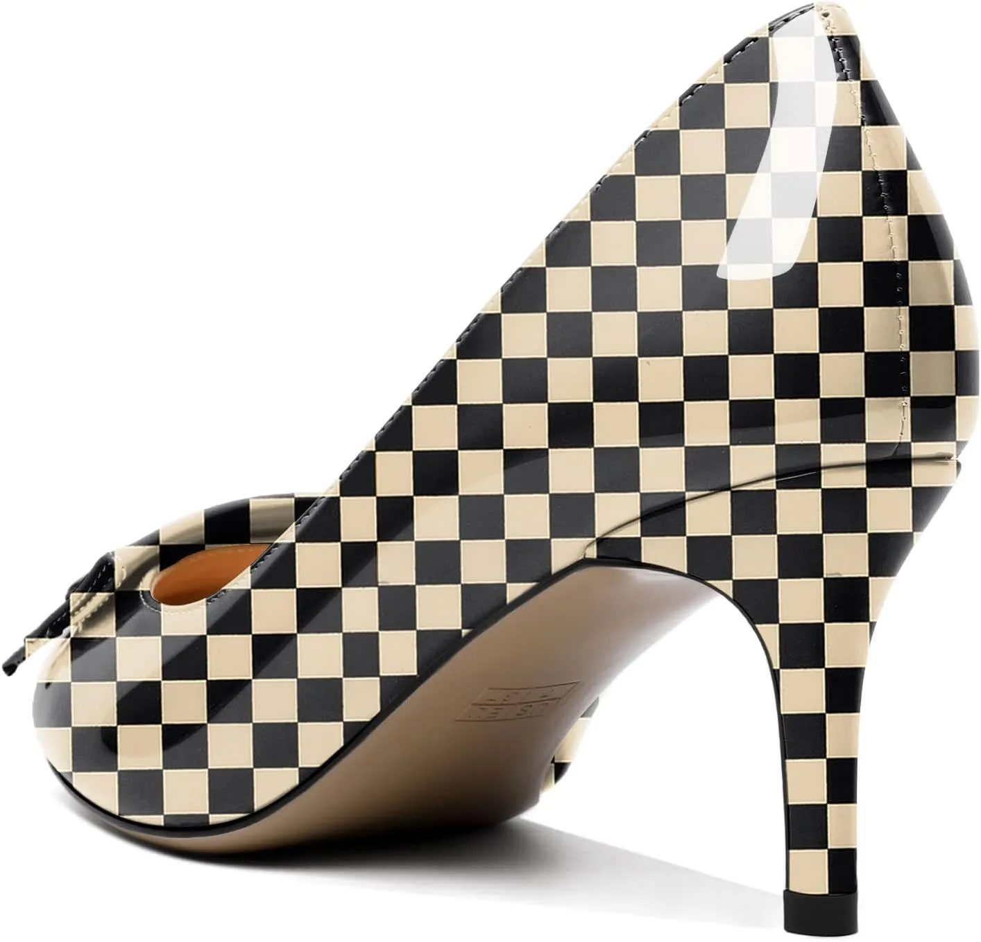 AUMOTED Women Stiletto Heel Pumps Solid Closed Round Toe Buckle Bow Pumps Slip on Patent Heeled Ladies Office Classic Dress Shoes 2.5 Inches