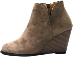 Cathalem Ankle Booties for Women,Womens Ankle Boots Pointed Toe Faux Stacked Chunky Heels Tassels Side Zipper Booties