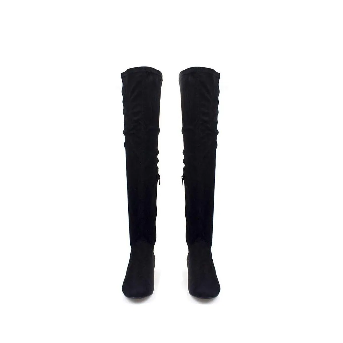 KAILEE FLAT OVERKNEE GOLD BUCKLE HEEL