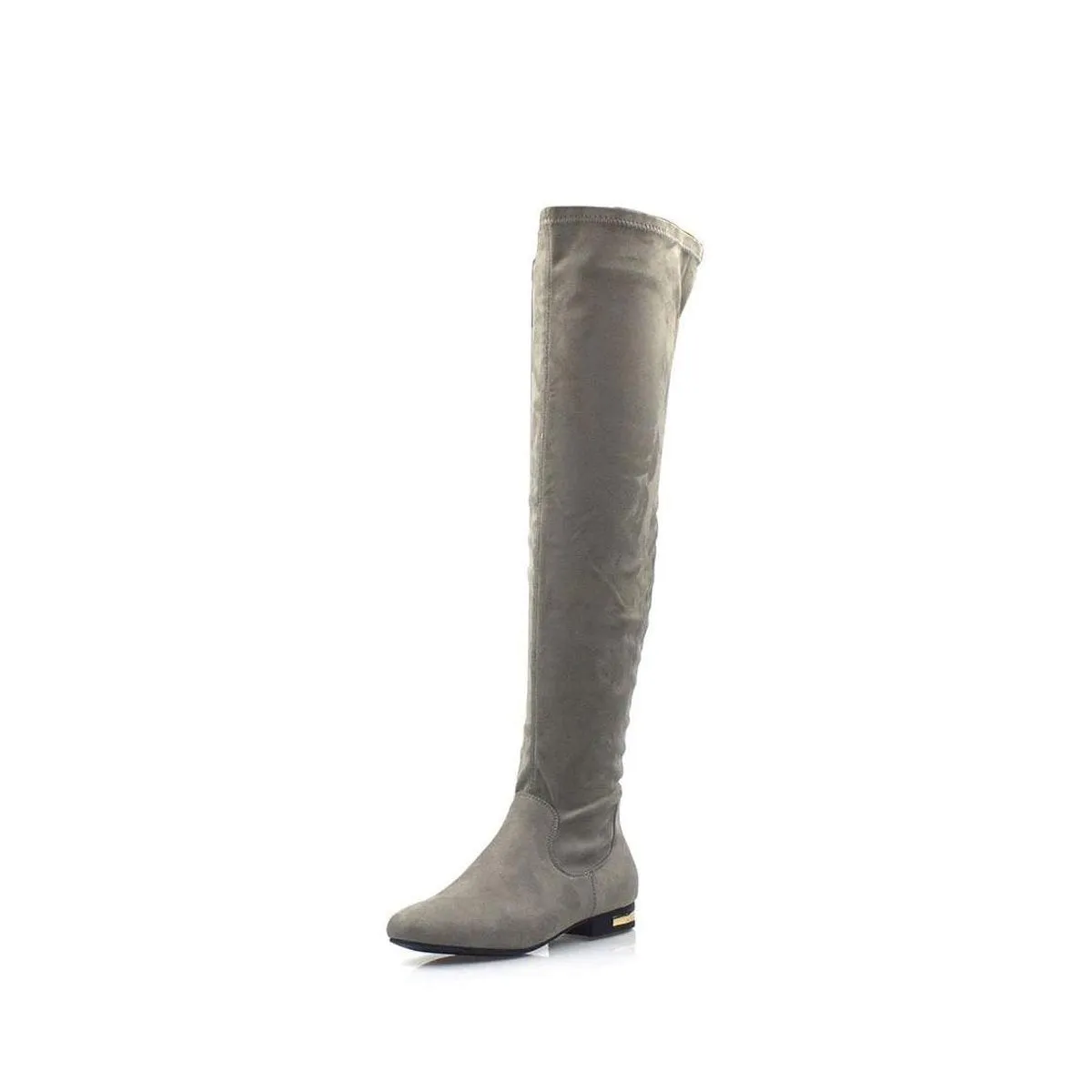 KAILEE FLAT OVERKNEE GOLD BUCKLE HEEL
