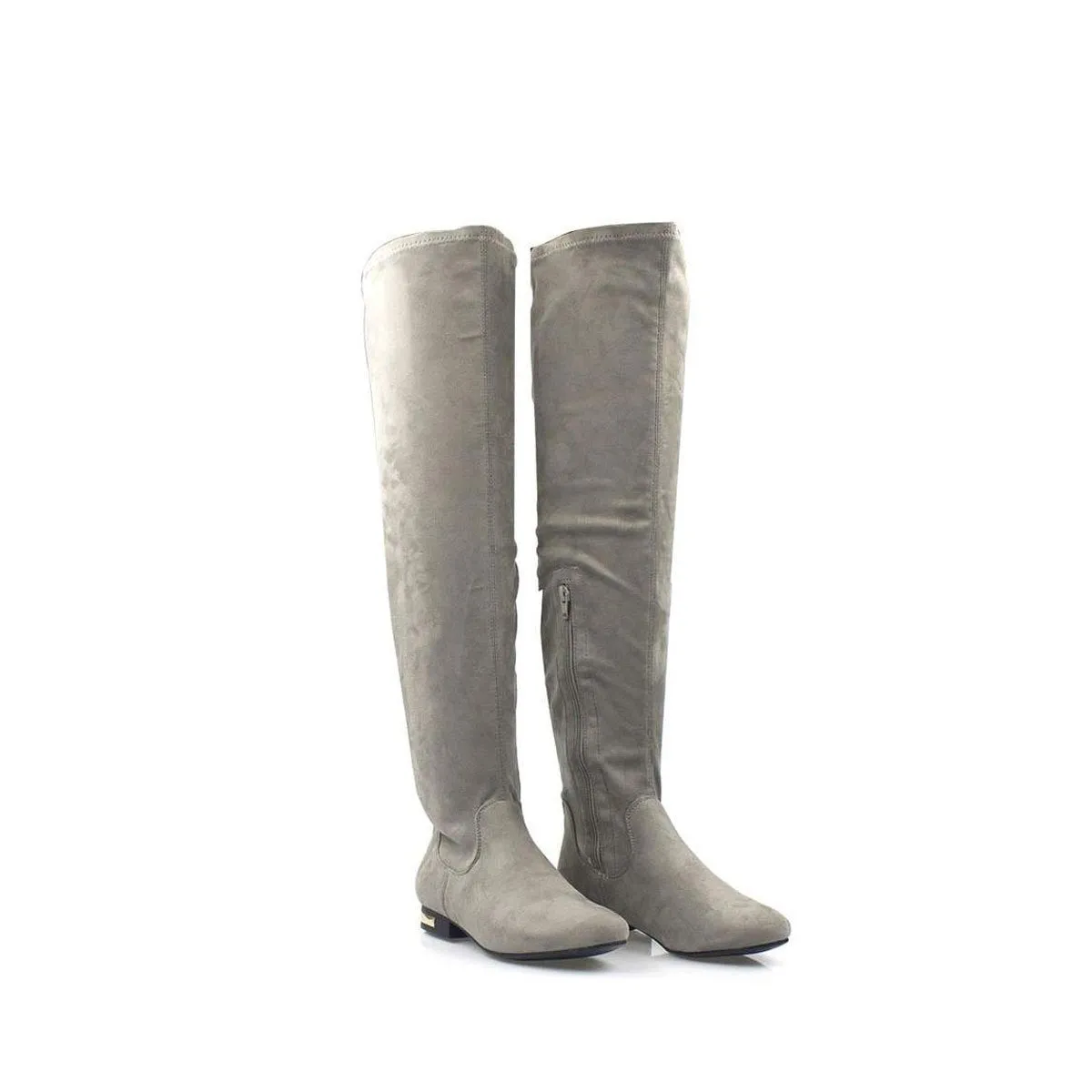 KAILEE FLAT OVERKNEE GOLD BUCKLE HEEL
