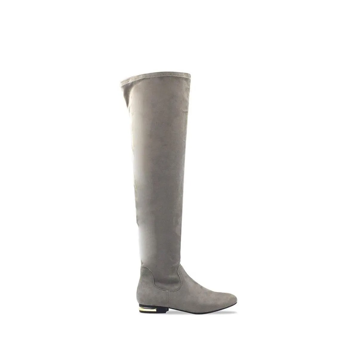 KAILEE FLAT OVERKNEE GOLD BUCKLE HEEL