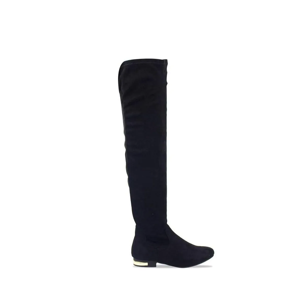 KAILEE FLAT OVERKNEE GOLD BUCKLE HEEL