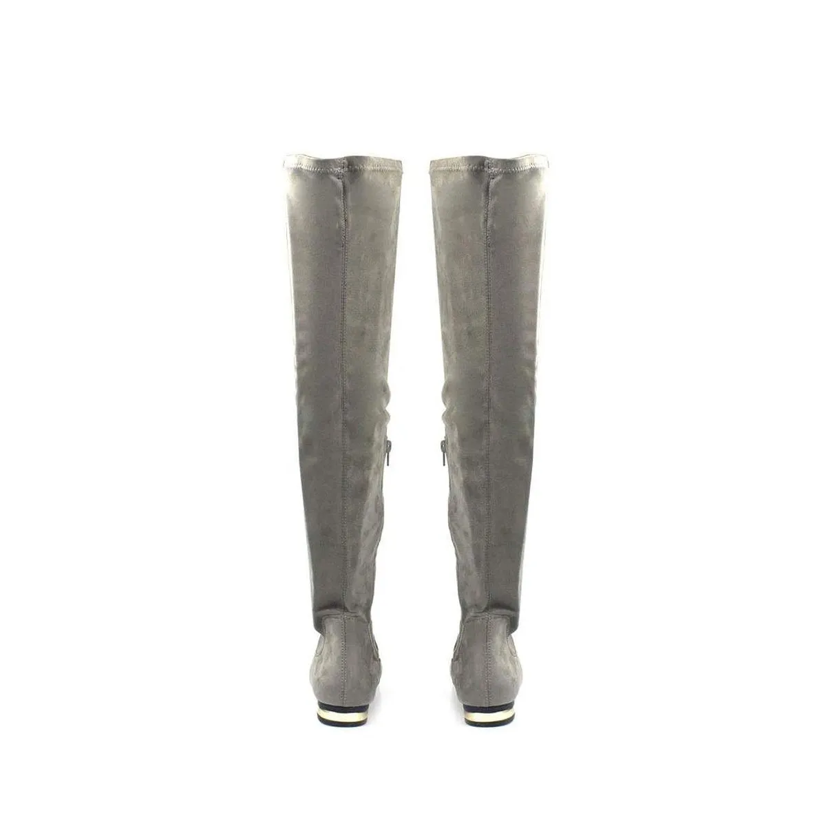 KAILEE FLAT OVERKNEE GOLD BUCKLE HEEL