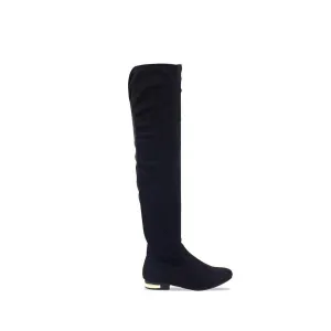 KAILEE FLAT OVERKNEE GOLD BUCKLE HEEL