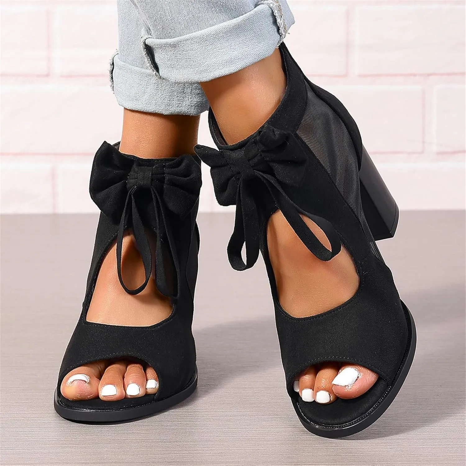 Ladmiple Chunky Heels For Women Dressy Sandals Open Toe Ankle Strap Comfortable Party Dress Wedding Pumps Shoes Block Heels