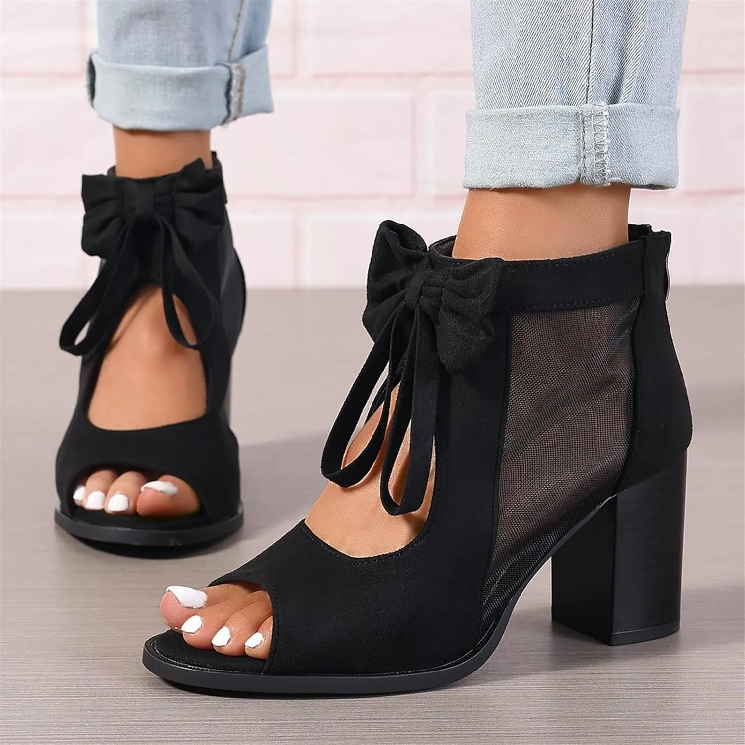 Ladmiple Chunky Heels For Women Dressy Sandals Open Toe Ankle Strap Comfortable Party Dress Wedding Pumps Shoes Block Heels