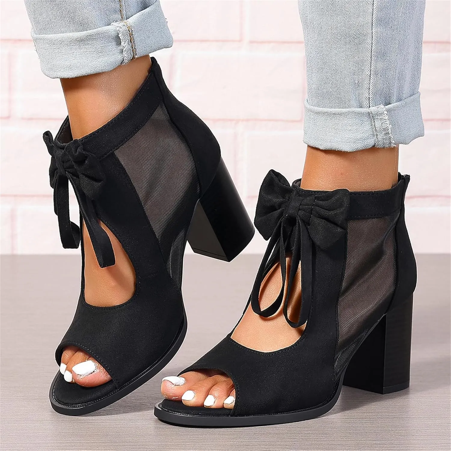 Ladmiple Chunky Heels For Women Dressy Sandals Open Toe Ankle Strap Comfortable Party Dress Wedding Pumps Shoes Block Heels