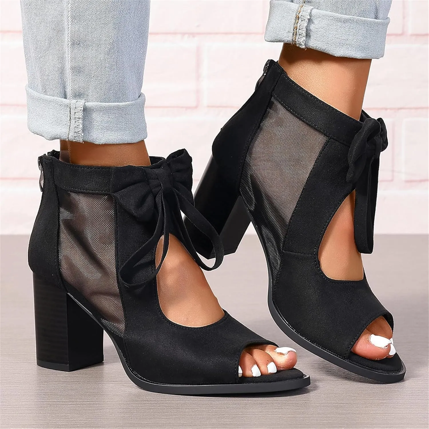 Ladmiple Chunky Heels For Women Dressy Sandals Open Toe Ankle Strap Comfortable Party Dress Wedding Pumps Shoes Block Heels