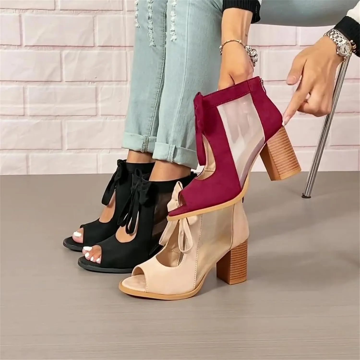 Ladmiple Chunky Heels For Women Dressy Sandals Open Toe Ankle Strap Comfortable Party Dress Wedding Pumps Shoes Block Heels