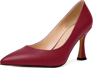 MODENCOCO Womens Slip On Elegant Matte Pointed Toe Sexy Party Stiletto High Heel Pumps Dress Shoes 3.5 Inch