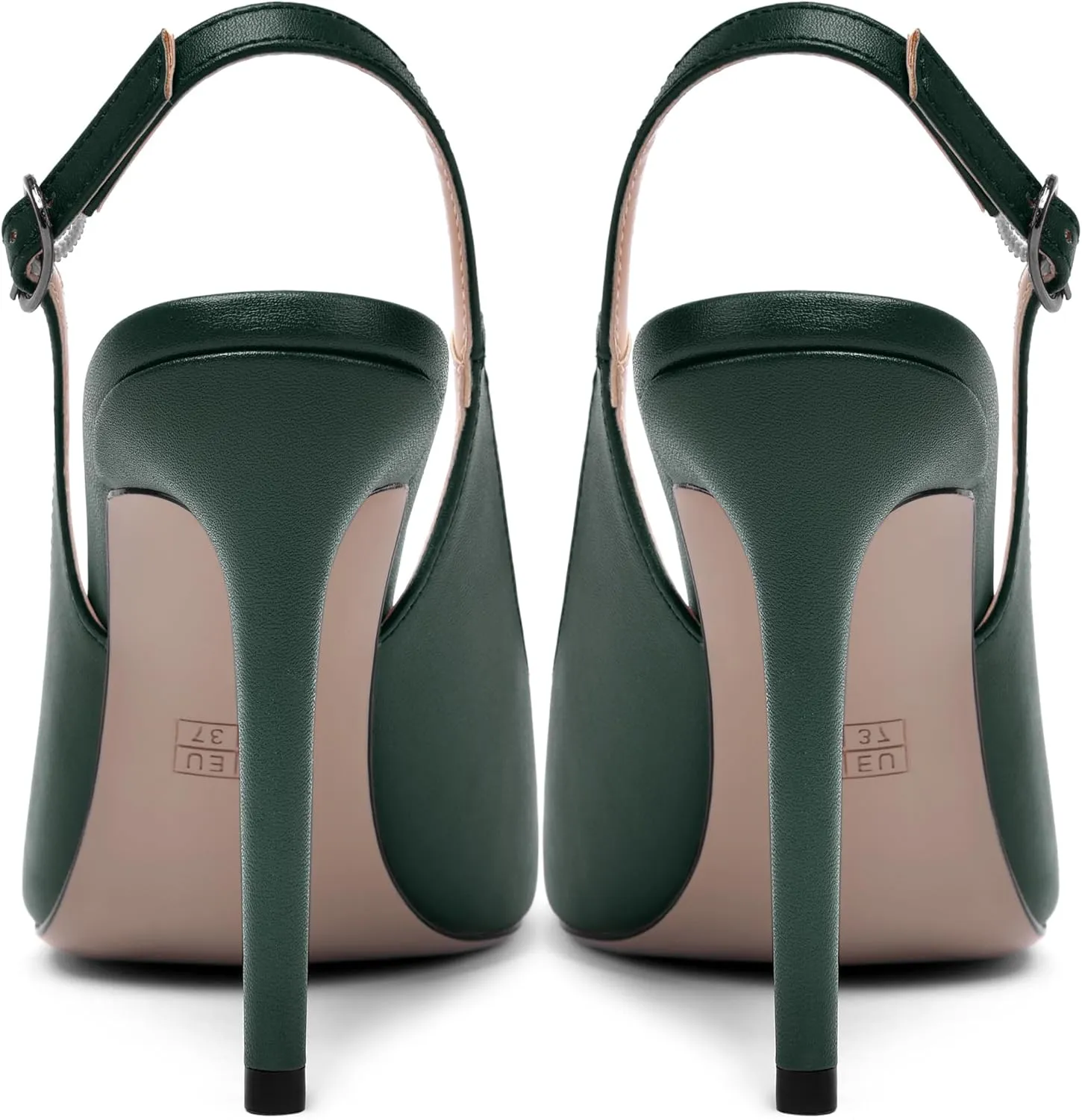 MOVINSTEPS Womens Peep Toe Slingback Buckle Solid Fashion Matte Evening Stiletto High Heel Pumps Shoes 4 Inch