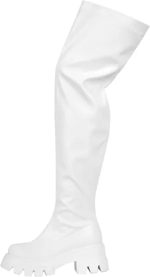 Over The Knee Platform Thigh High Boots Chunky Heel Stretch Suede Leather Boots High Boots