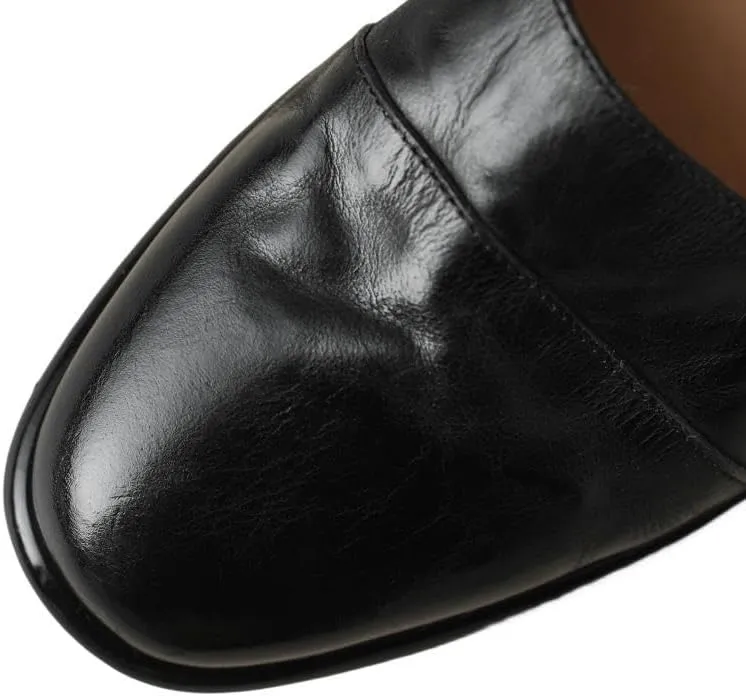 TinaCus Women's Soft Leather Handmade Round Toe Slip On Buckle Low Stacked Heel Mary Jane Flats Shoes