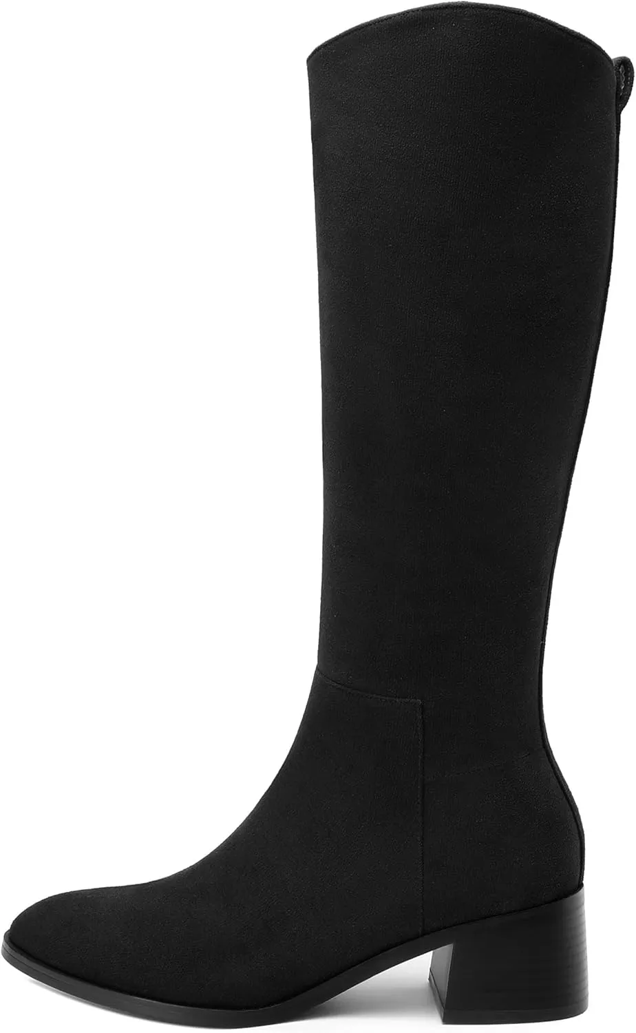 Womens Knee High Boots, Round Toe Low Block Heel Riding Boots, Cowboy Boots for Women, Chunky Heel Knee-high Tall Boots with Asymmetric Slant 2"