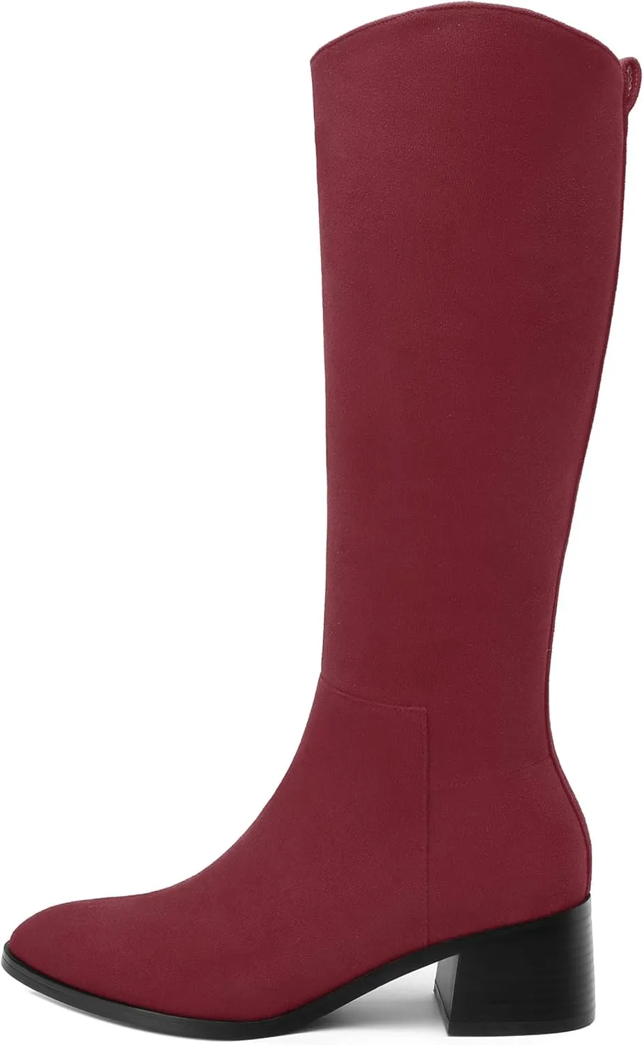 Womens Knee High Boots, Round Toe Low Block Heel Riding Boots, Cowboy Boots for Women, Chunky Heel Knee-high Tall Boots with Asymmetric Slant 2"