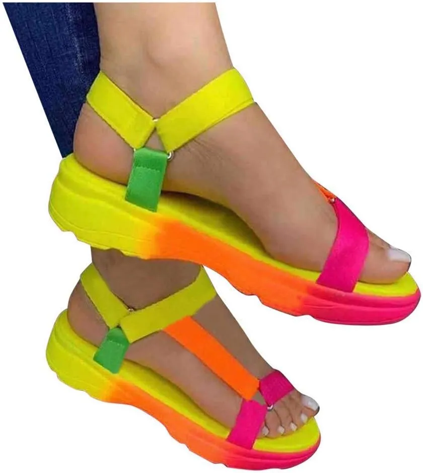 ZBYY Womens Ankle Strap Sandals,Open Toe Casual Comfy Platform Sandals Summer Beach Travel Fashion Shoes